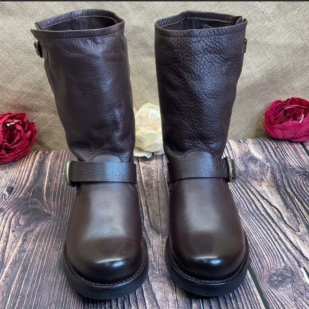 Frye Dark Brown Leather Veronica Short Boots